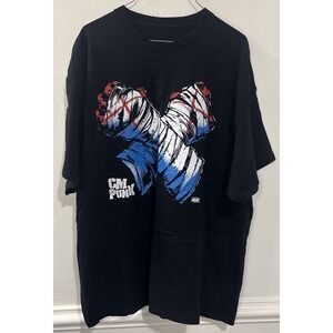 CM Punk AEW T-Shirt Black Mens 2XL All Elite Wrestling Graphic Tee